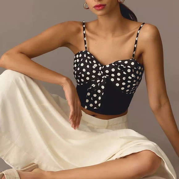 NWT Anthropologie Dolan Cropped Bow Black Sweater Tank XL - Picture 4 of 7